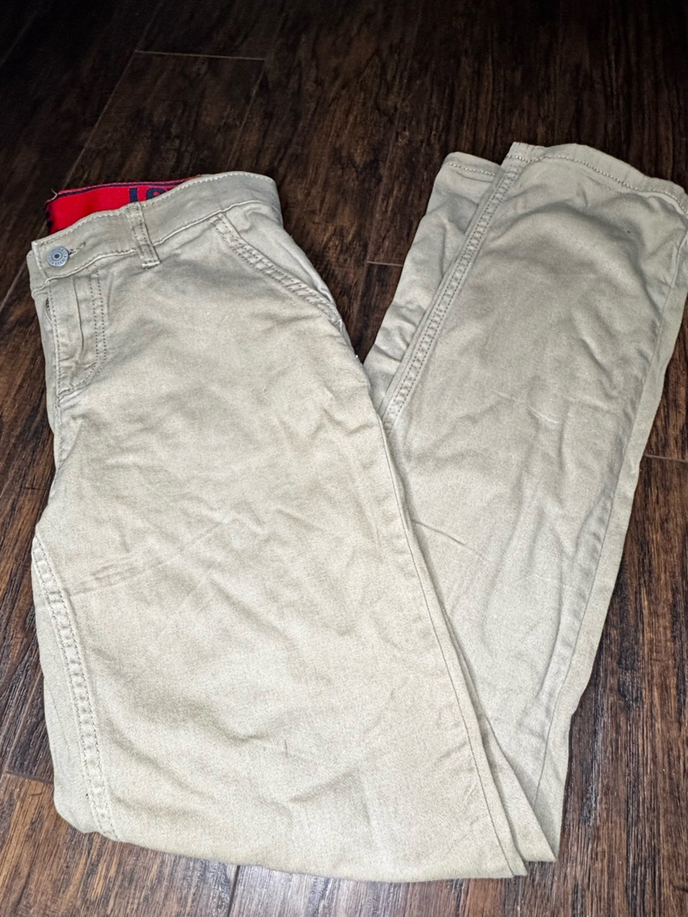 5/$25 Levi's Khaki Casual Chino Pants with Red Waistband Detail size 16